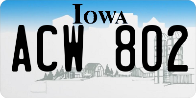 IA license plate ACW802