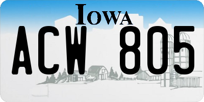 IA license plate ACW805