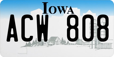 IA license plate ACW808