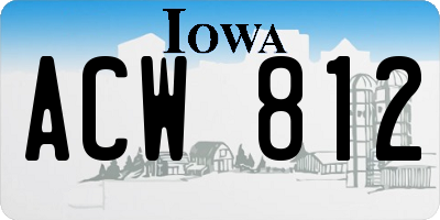 IA license plate ACW812