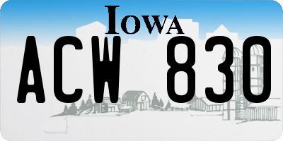 IA license plate ACW830