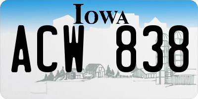 IA license plate ACW838