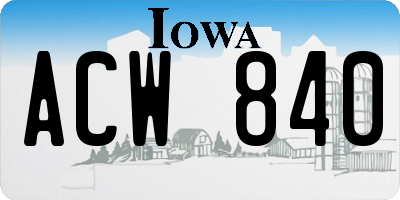 IA license plate ACW840
