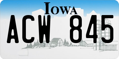 IA license plate ACW845