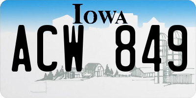 IA license plate ACW849