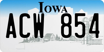 IA license plate ACW854