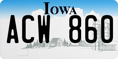 IA license plate ACW860