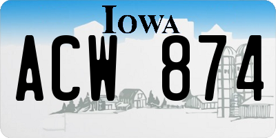 IA license plate ACW874