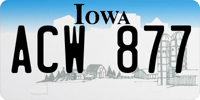 IA license plate ACW877