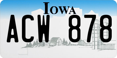IA license plate ACW878