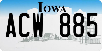 IA license plate ACW885