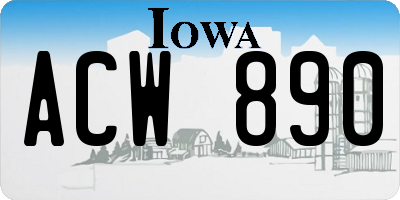 IA license plate ACW890