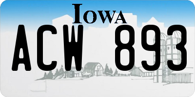 IA license plate ACW893