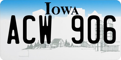 IA license plate ACW906