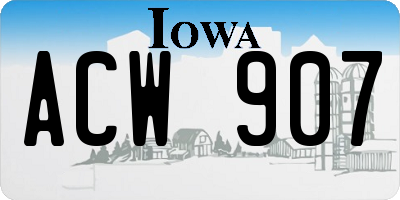 IA license plate ACW907