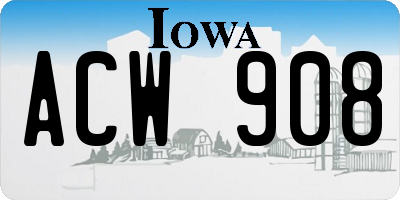 IA license plate ACW908