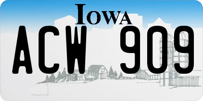 IA license plate ACW909