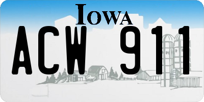 IA license plate ACW911