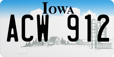 IA license plate ACW912