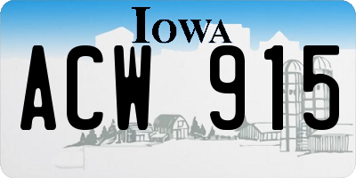 IA license plate ACW915