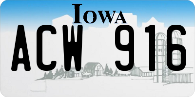 IA license plate ACW916