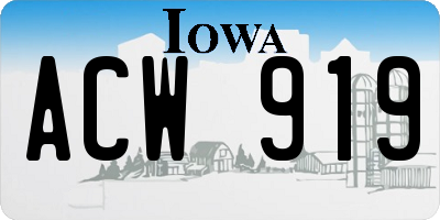 IA license plate ACW919