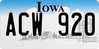 IA license plate ACW920