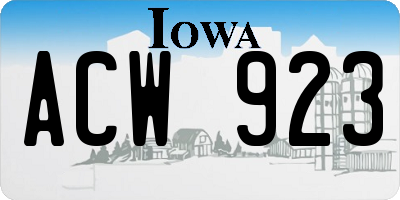 IA license plate ACW923