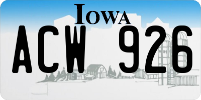 IA license plate ACW926