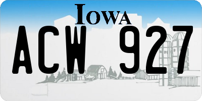 IA license plate ACW927