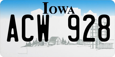 IA license plate ACW928