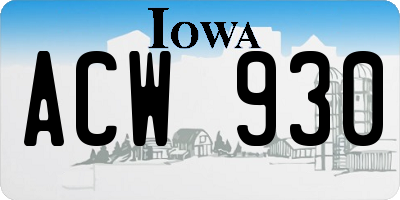 IA license plate ACW930