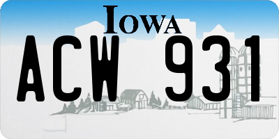IA license plate ACW931