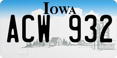 IA license plate ACW932