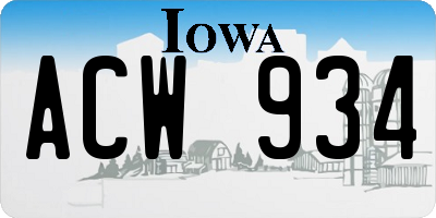 IA license plate ACW934