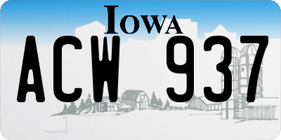 IA license plate ACW937