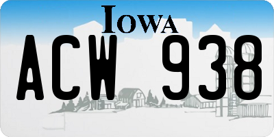 IA license plate ACW938