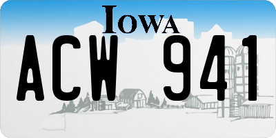 IA license plate ACW941