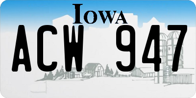 IA license plate ACW947