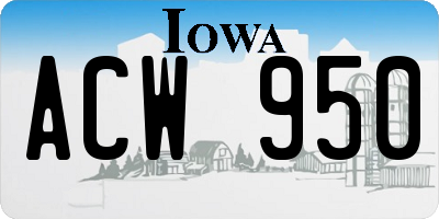 IA license plate ACW950