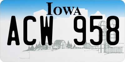 IA license plate ACW958