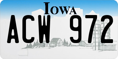 IA license plate ACW972