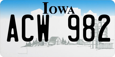 IA license plate ACW982