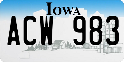 IA license plate ACW983