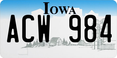 IA license plate ACW984