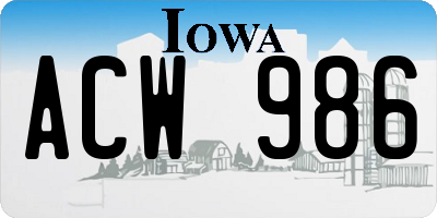 IA license plate ACW986
