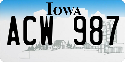 IA license plate ACW987
