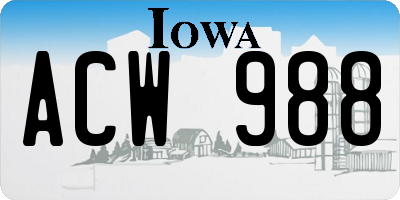 IA license plate ACW988