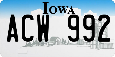 IA license plate ACW992