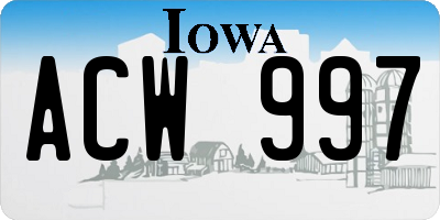 IA license plate ACW997